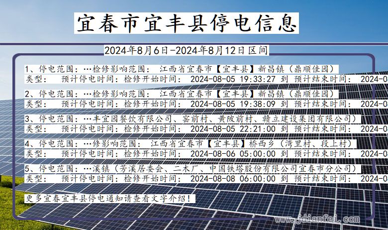 江西省宜春宜丰停电通知