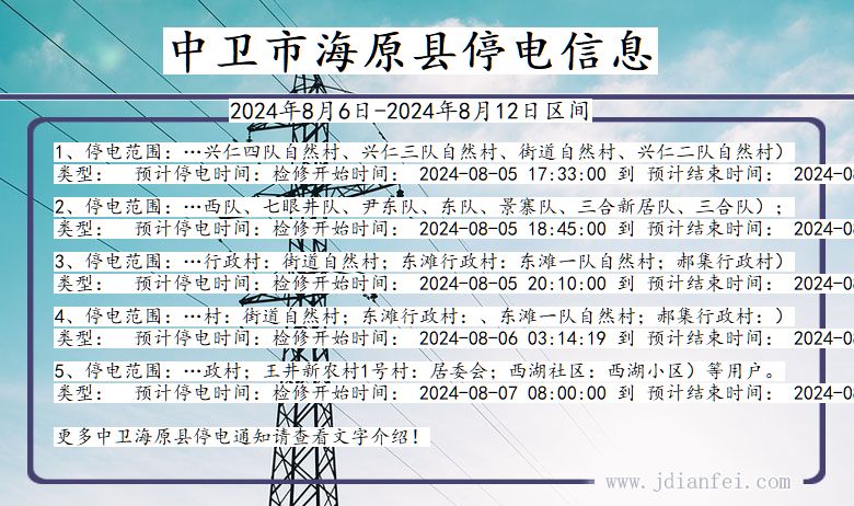 宁夏回族自治区中卫海原停电通知