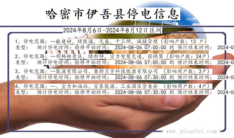 新疆维吾尔自治区哈密伊吾停电通知