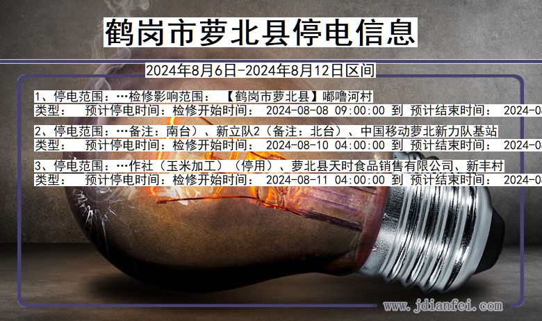 黑龙江省鹤岗萝北停电通知