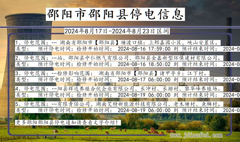 湖南省邵阳邵阳停电通知