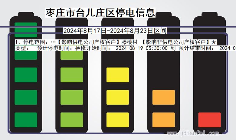 山东省枣庄台儿庄停电通知