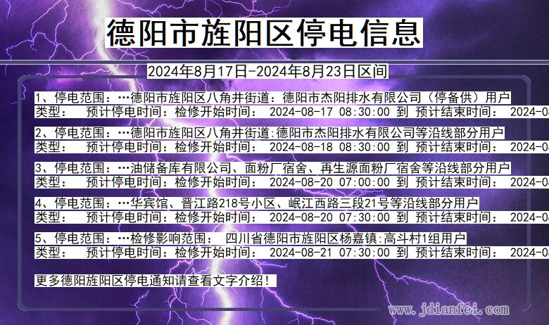 四川省德阳旌阳停电通知