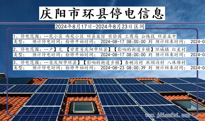 甘肃省庆阳环县停电通知