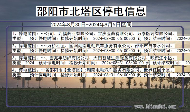 湖南省邵阳北塔停电通知