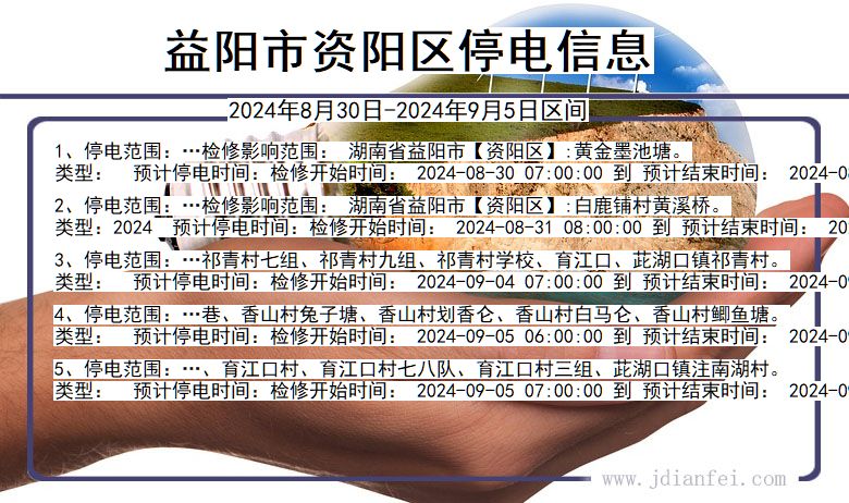 湖南省益阳资阳停电通知