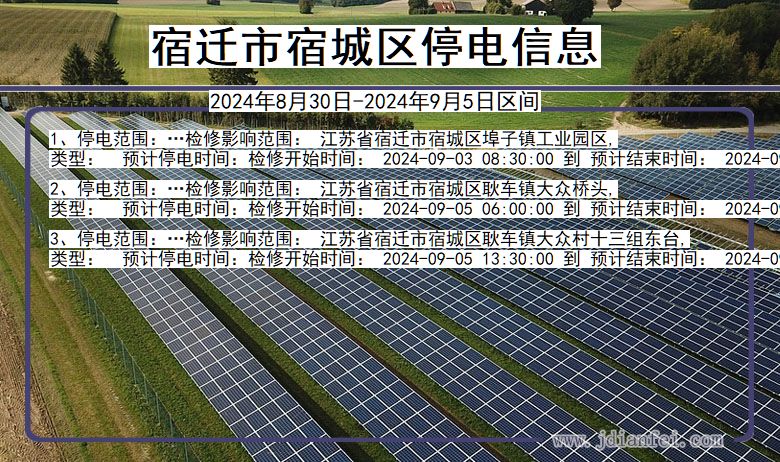 江苏省宿迁宿城停电通知