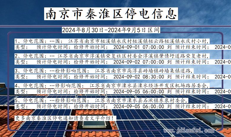 江苏省南京秦淮停电通知