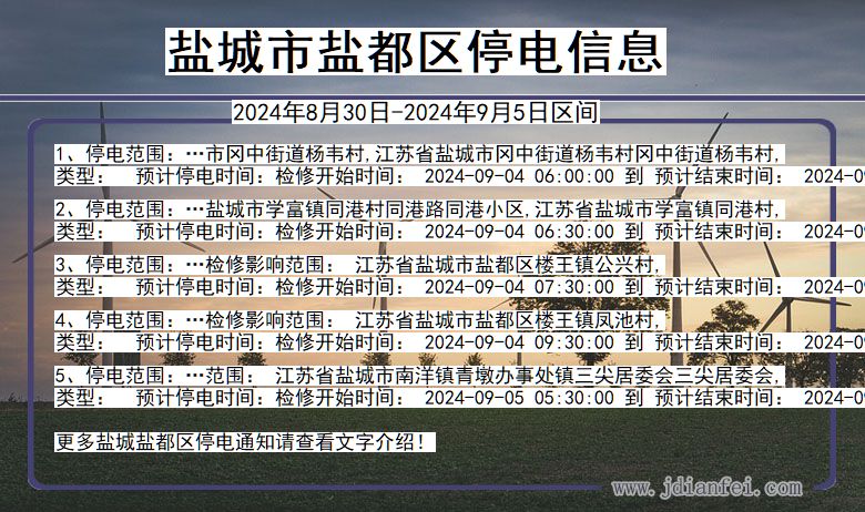 江苏省盐城盐都停电通知