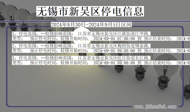 江苏省无锡新吴停电通知