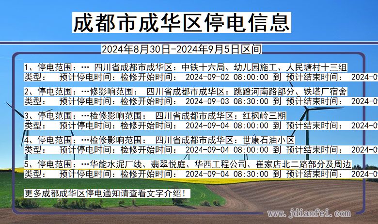 四川省成都成华停电通知