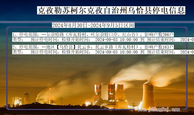 新疆维吾尔自治区克孜勒苏柯尔克孜自治州乌恰停电通知