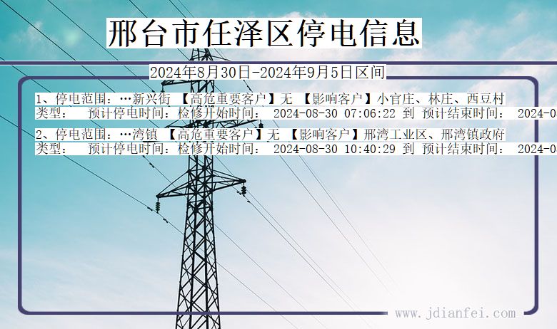 河北省邢台任泽停电通知