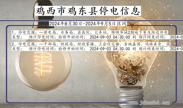 黑龙江省鸡西鸡东停电通知