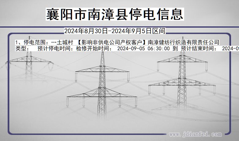 湖北省襄阳南漳停电通知