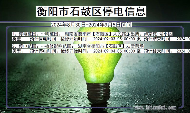 湖南省衡阳石鼓停电通知