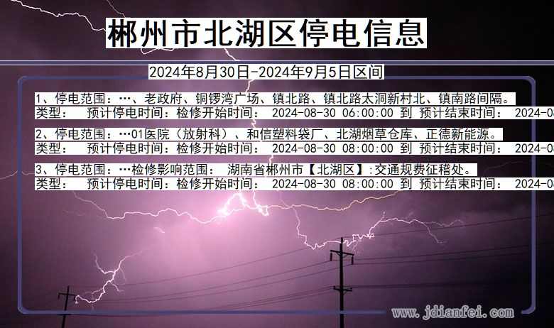 湖南省郴州北湖停电通知