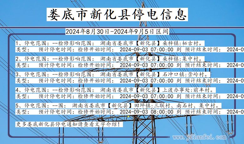 湖南省娄底新化停电通知