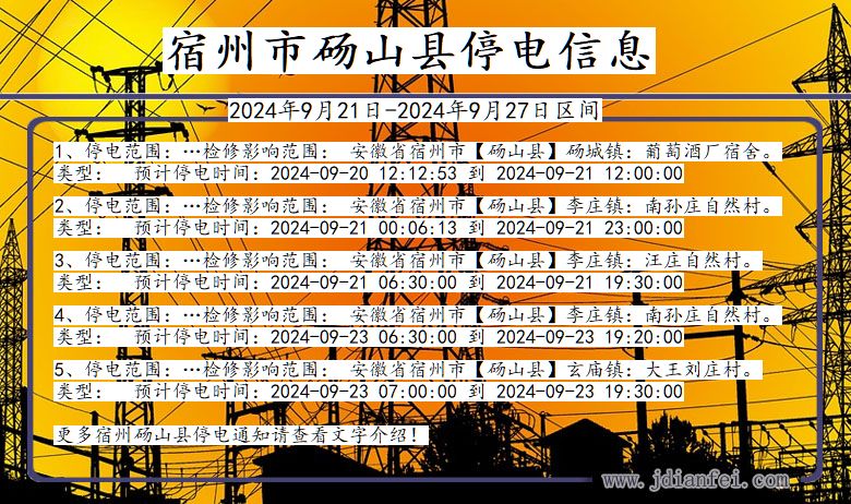 安徽省宿州砀山停电通知