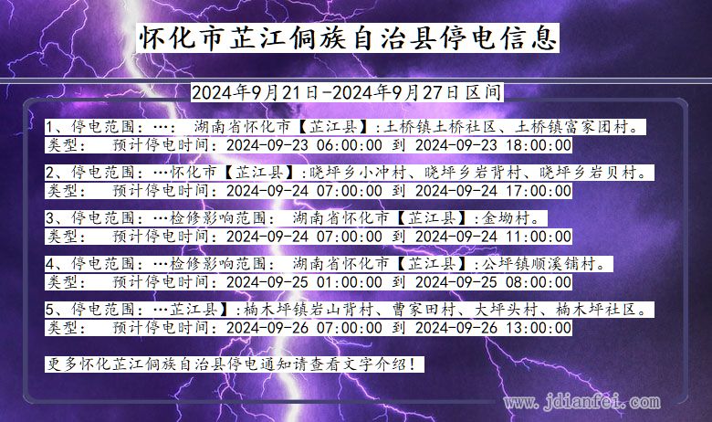 湖南省怀化芷江侗族自治停电通知