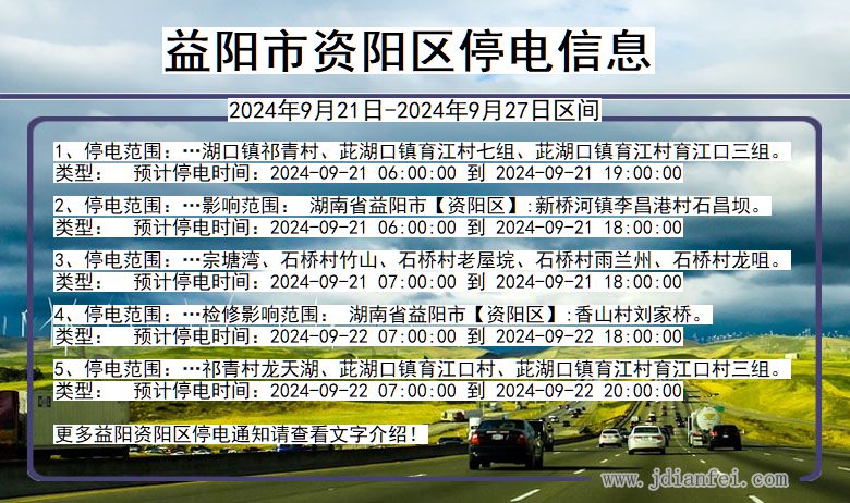 湖南省益阳资阳停电通知