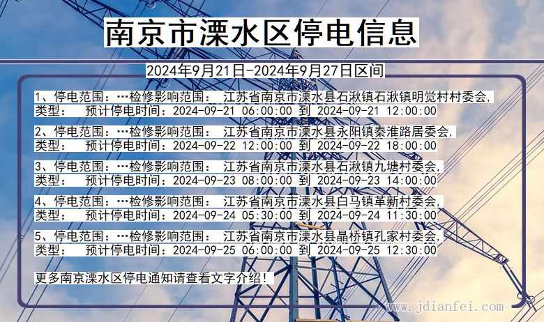 江苏省南京溧水停电通知