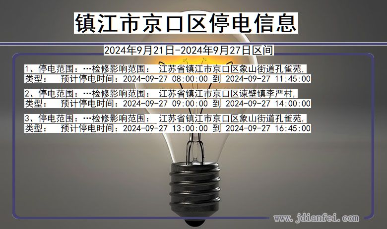 江苏省镇江京口停电通知