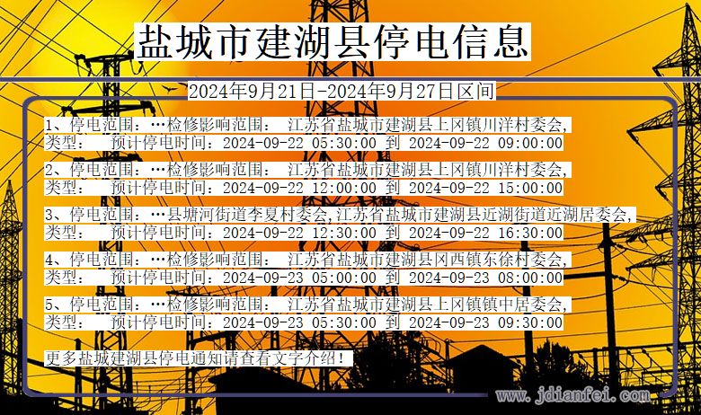 江苏省盐城建湖停电通知