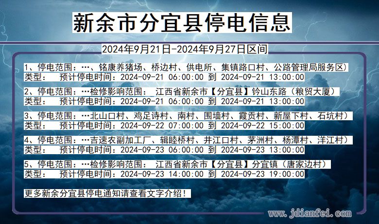 江西省新余分宜停电通知