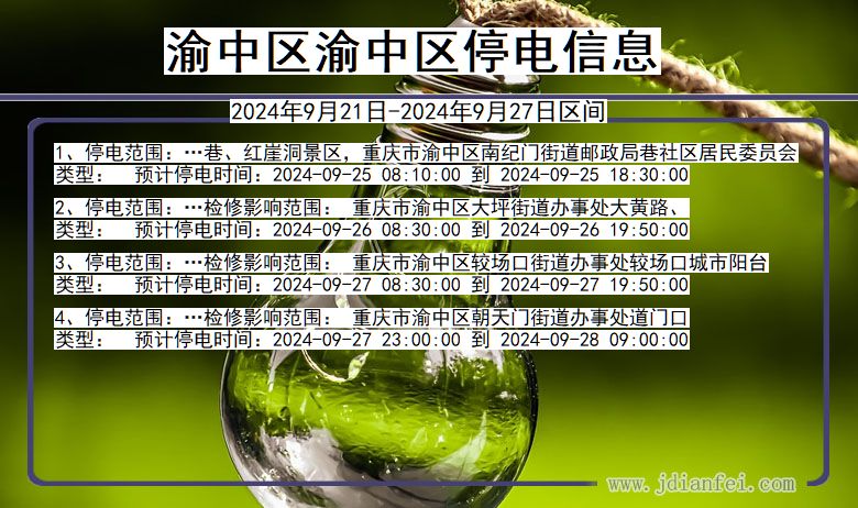 重庆市渝中区渝中停电通知