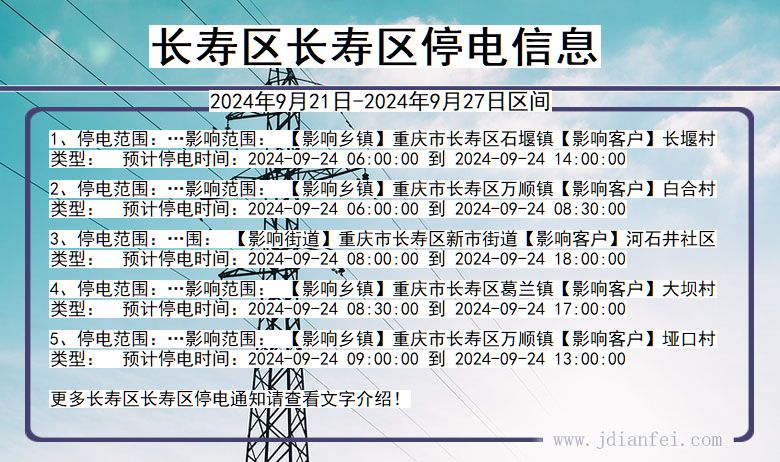 重庆市长寿区长寿停电通知