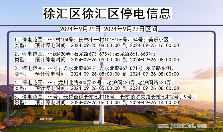 上海市徐汇区徐汇停电通知