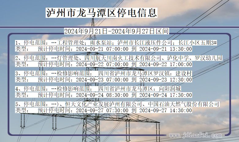 四川省泸州龙马潭停电通知