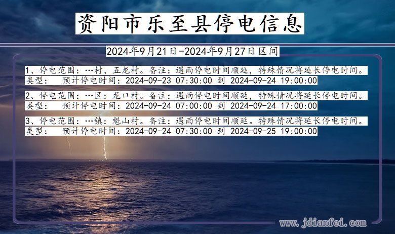 四川省资阳乐至停电通知