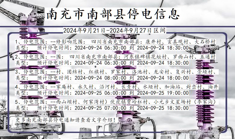 四川省南充南部停电通知