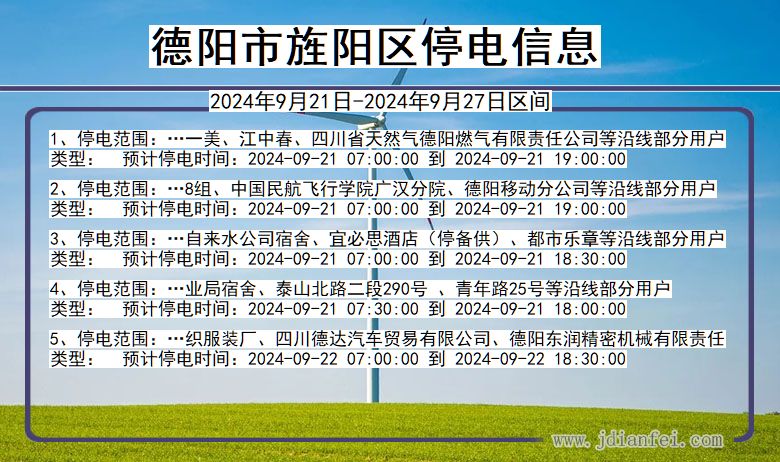 四川省德阳旌阳停电通知