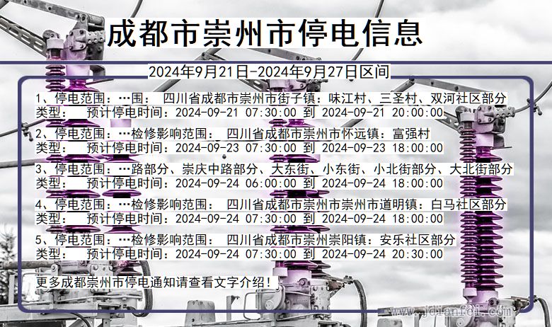 四川省成都崇州停电通知