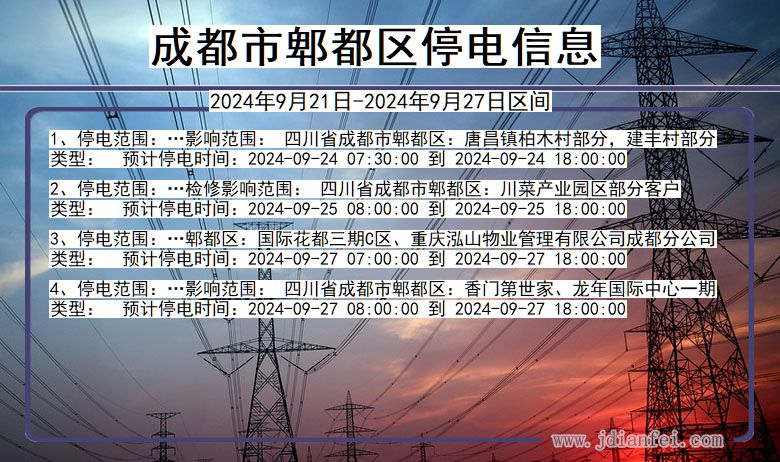 四川省成都郫都停电通知