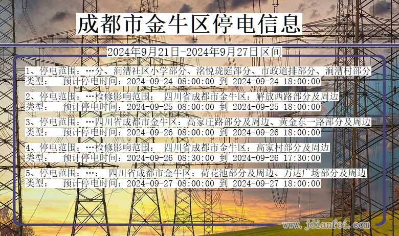 四川省成都金牛停电通知