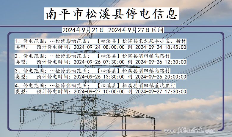 福建省南平松溪停电通知