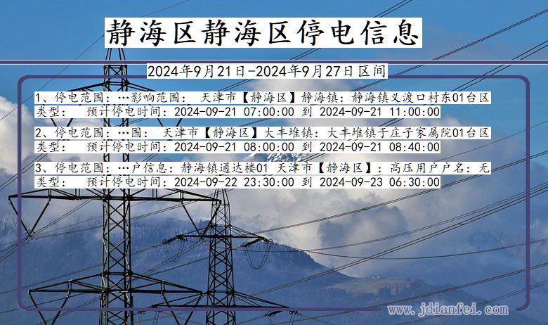 天津市静海区静海停电通知