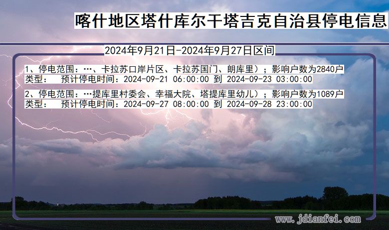 新疆维吾尔自治区喀什地区塔什库尔干塔吉克自治停电通知