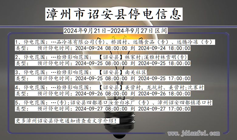 福建省漳州诏安停电通知