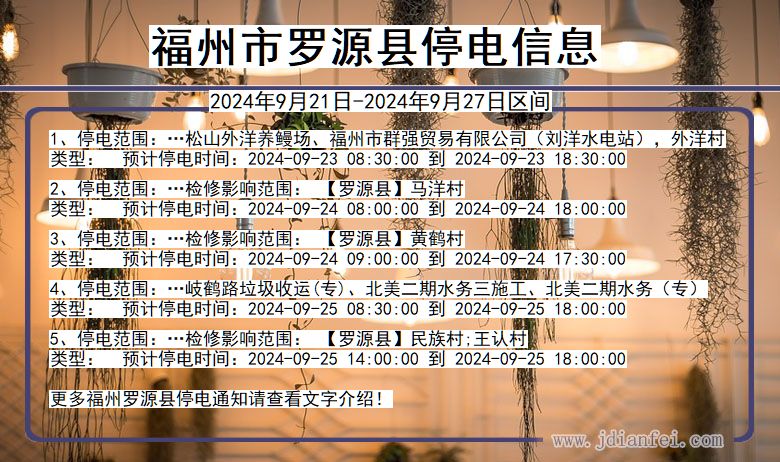 福建省福州罗源停电通知