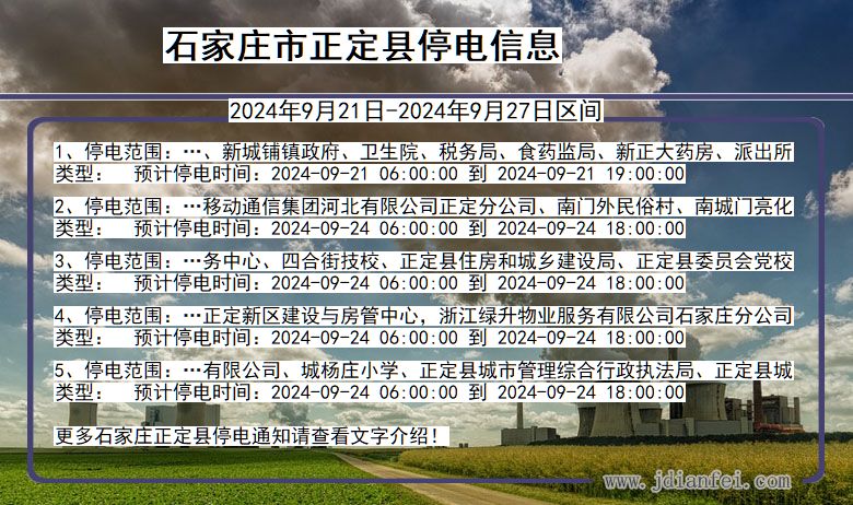 河北省石家庄正定停电通知