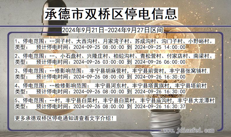 河北省承德双桥停电通知