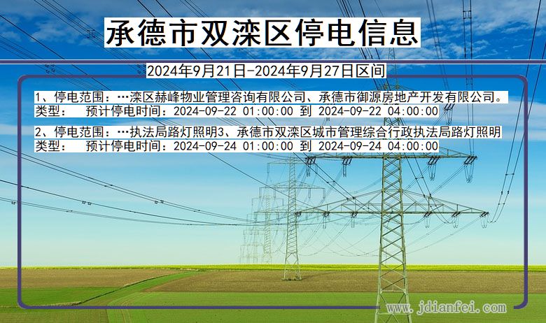 河北省承德双滦停电通知