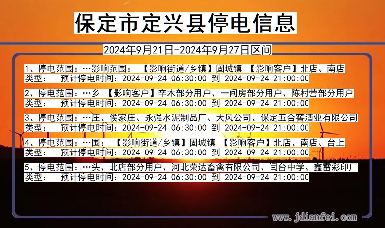 河北省保定定兴停电通知