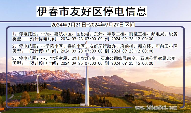 黑龙江省伊春友好停电通知