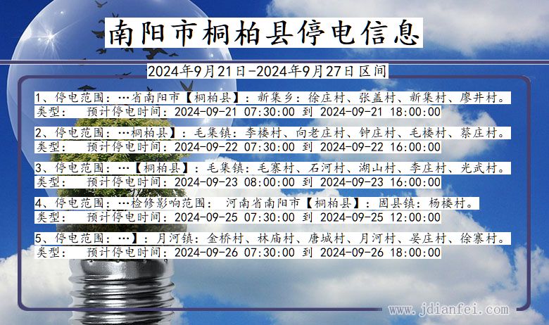 河南省南阳桐柏停电通知